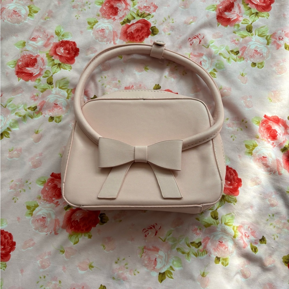 Pink Bow Top Handle Bag